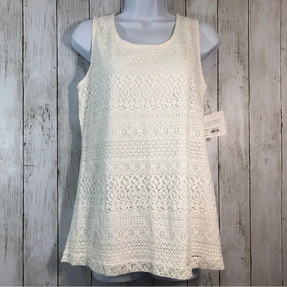 Croft & Barrow Lace Front Sleeveless Top NWT Medium - Picture 1 of 5